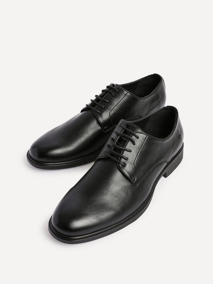 Angelo Mens Black Faux Leather Lace-Up Shoes