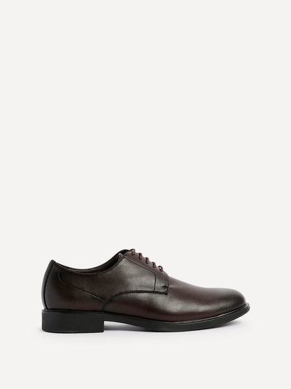 Angelo Mens Brown Faux Leather Lace-Up Shoes
