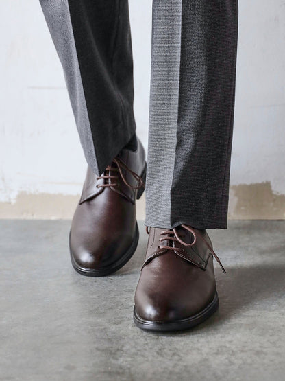 Angelo Mens Brown Faux Leather Lace-Up Shoes