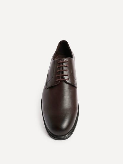 Angelo Mens Brown Faux Leather Lace-Up Shoes