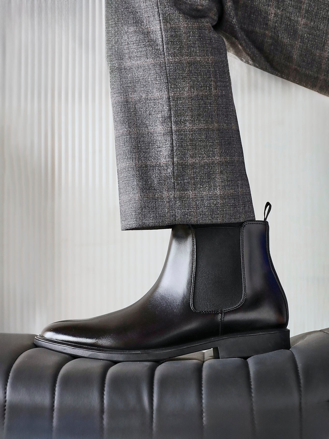 Antonio Mens Black Faux Leather Chelsea Boots