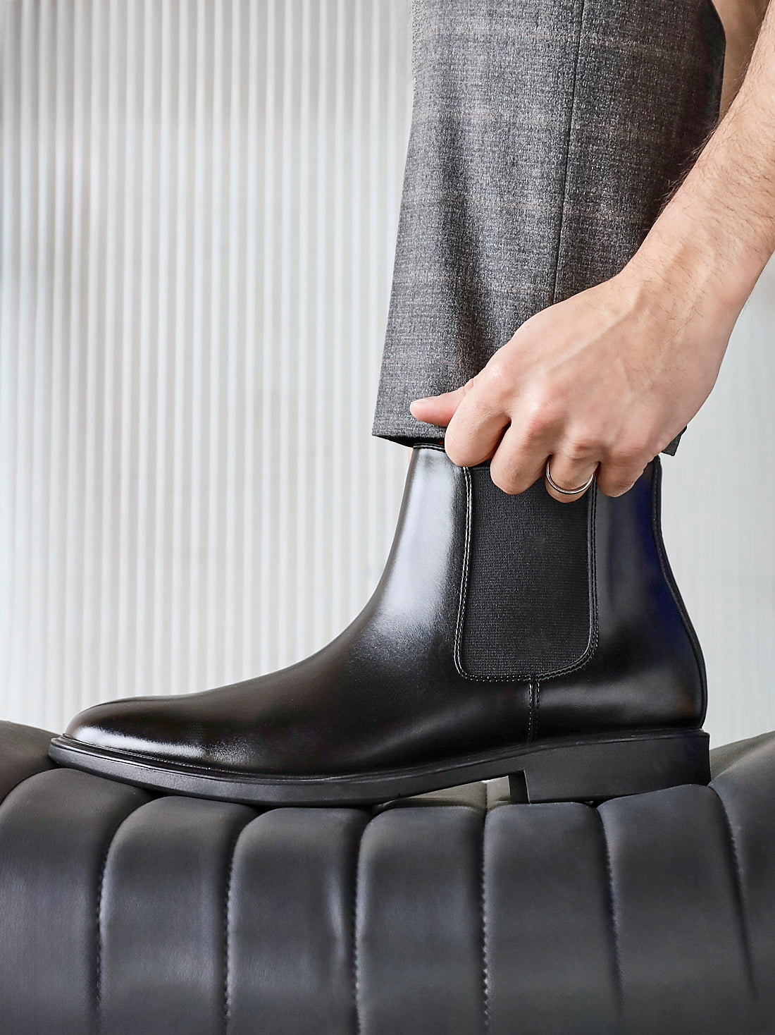 Antonio Mens Black Faux Leather Chelsea Boots