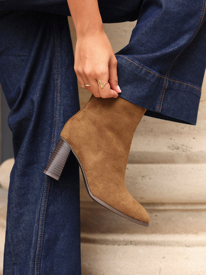 Approach Tan Block Heel Ankle Boots