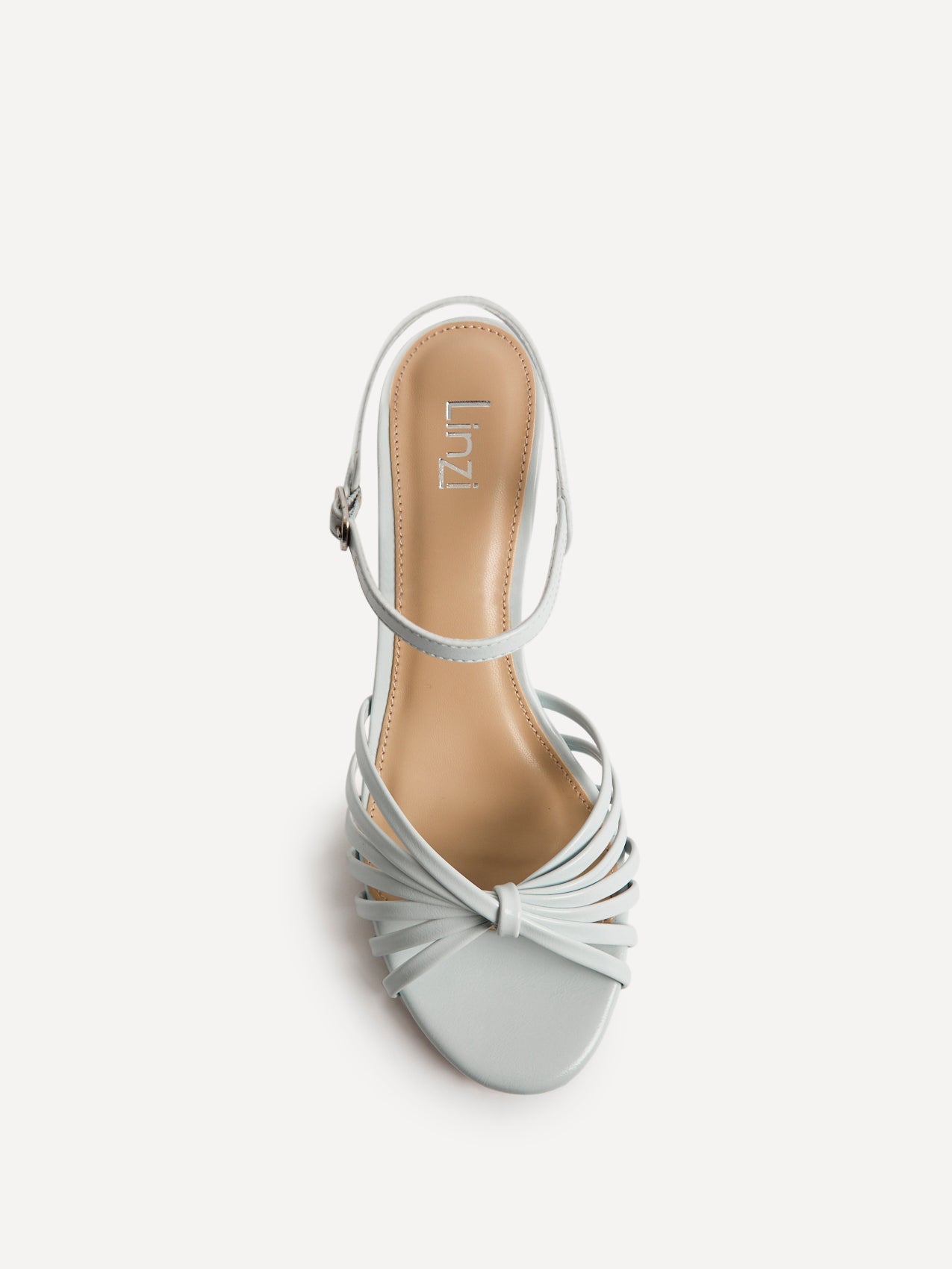 Arabel Pale Blue Faux Leather Block Heeled Sandals