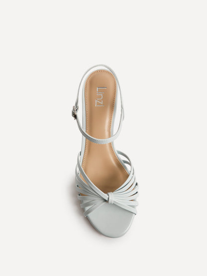 Arabel Pale Blue Faux Leather Block Heeled Sandals