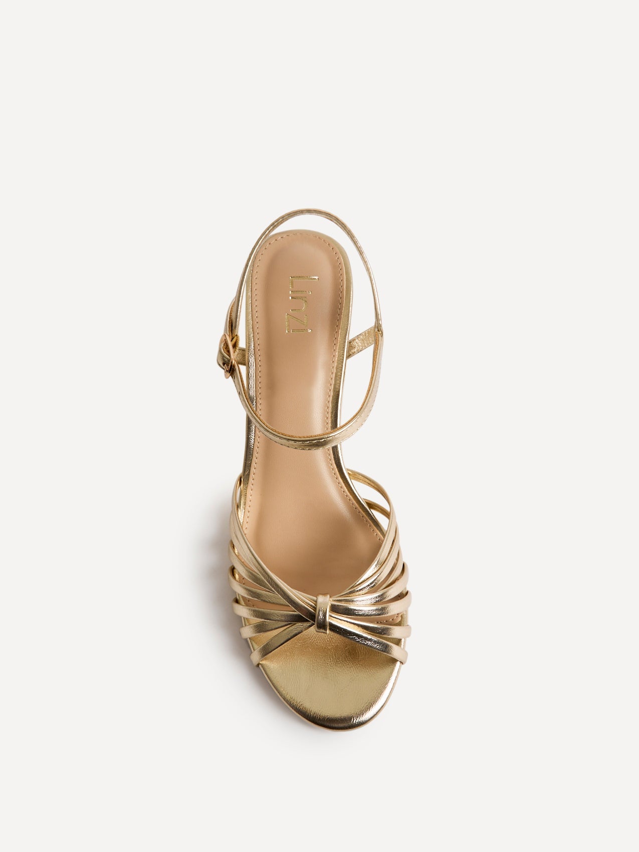 Arabel Gold Faux Leather Block Heeled Sandals