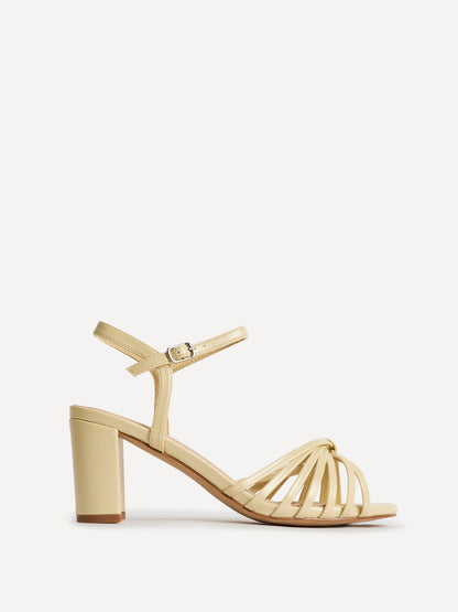 Arabel Lemon Faux Leather Block Heeled Sandals