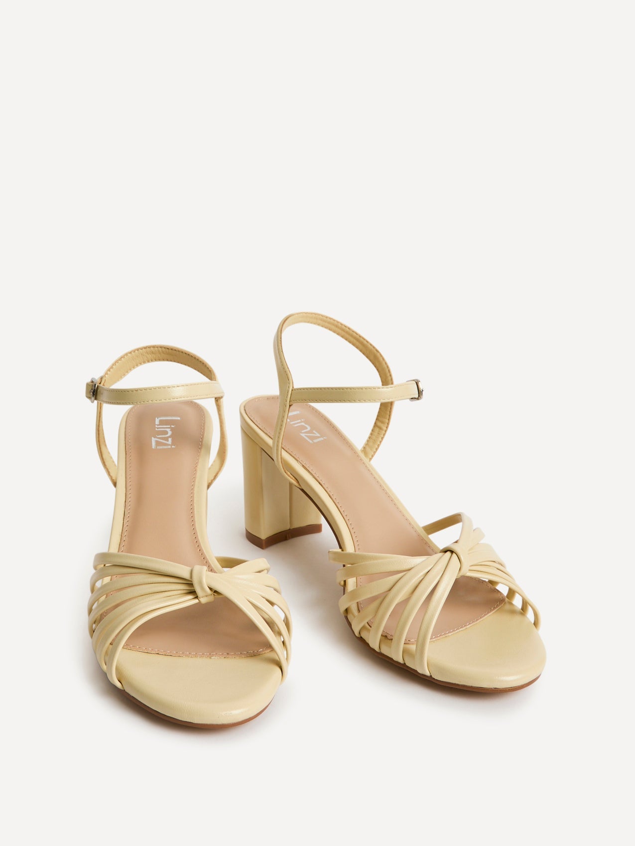 Arabel Lemon Faux Leather Block Heeled Sandals