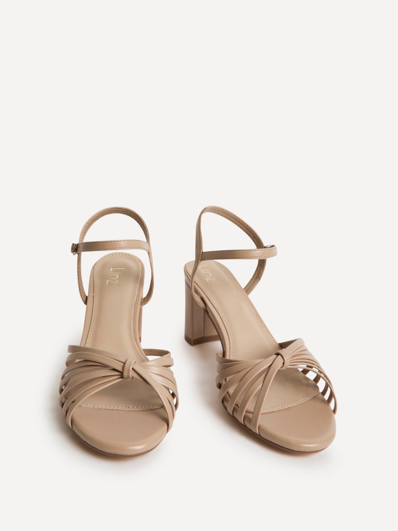 Arabel Nude Faux Leather Block Heeled Sandals