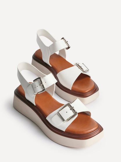 Archive White Faux Leather Flatform Sandals