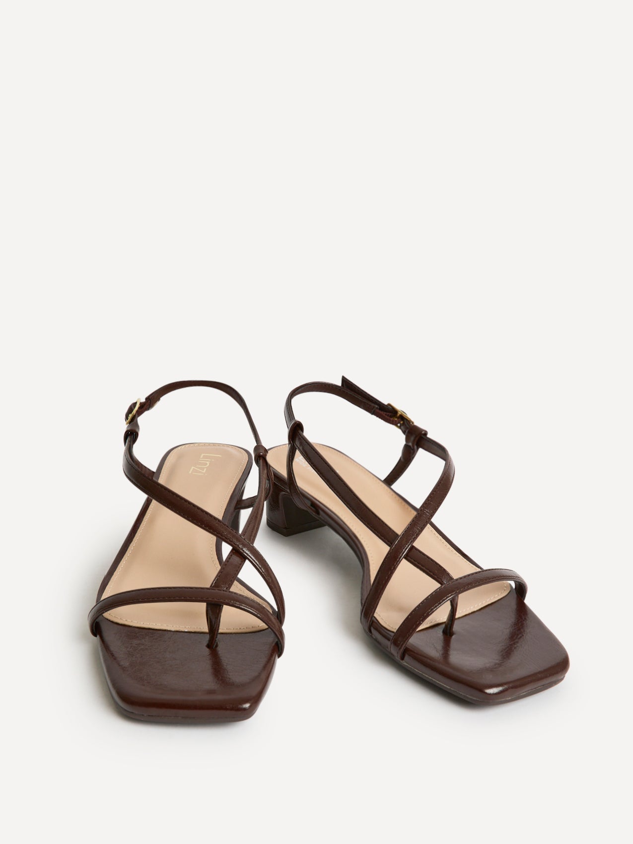 Arden Brown Faux Leather Block Heeled Sandals