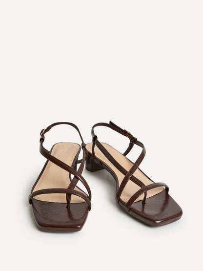 Arden Brown Faux Leather Block Heeled Sandals