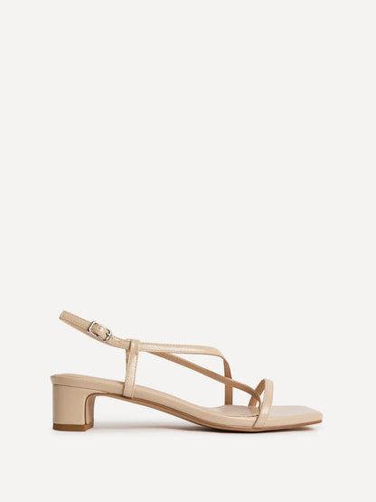 Arden Nude Faux Leather Block Heeled Sandals