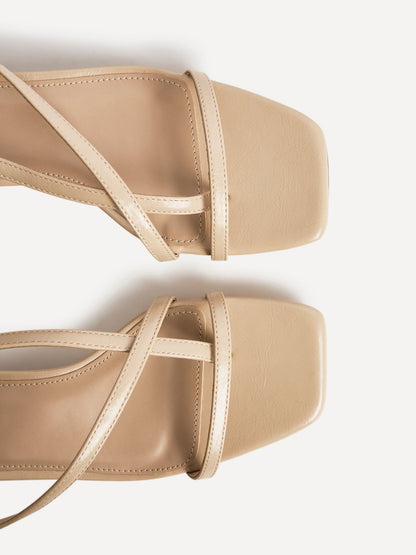 Arden Nude Faux Leather Block Heeled Sandals