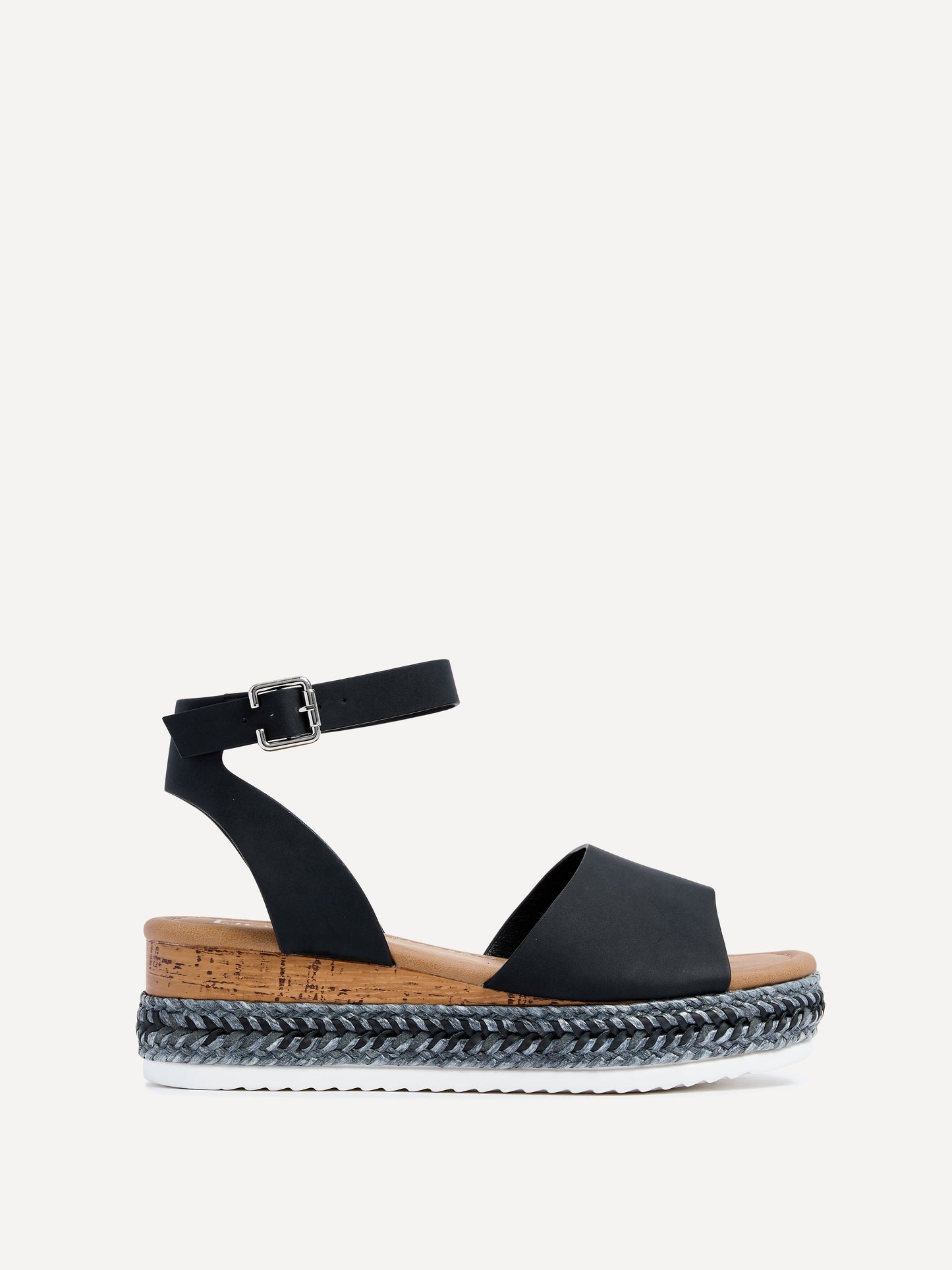 Arizona Wide Fit Black Espadrille Flatform