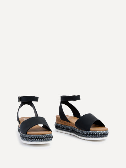 Arizona Wide Fit Black Espadrille Flatform