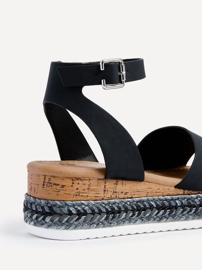 Arizona Wide Fit Black Espadrille Flatform