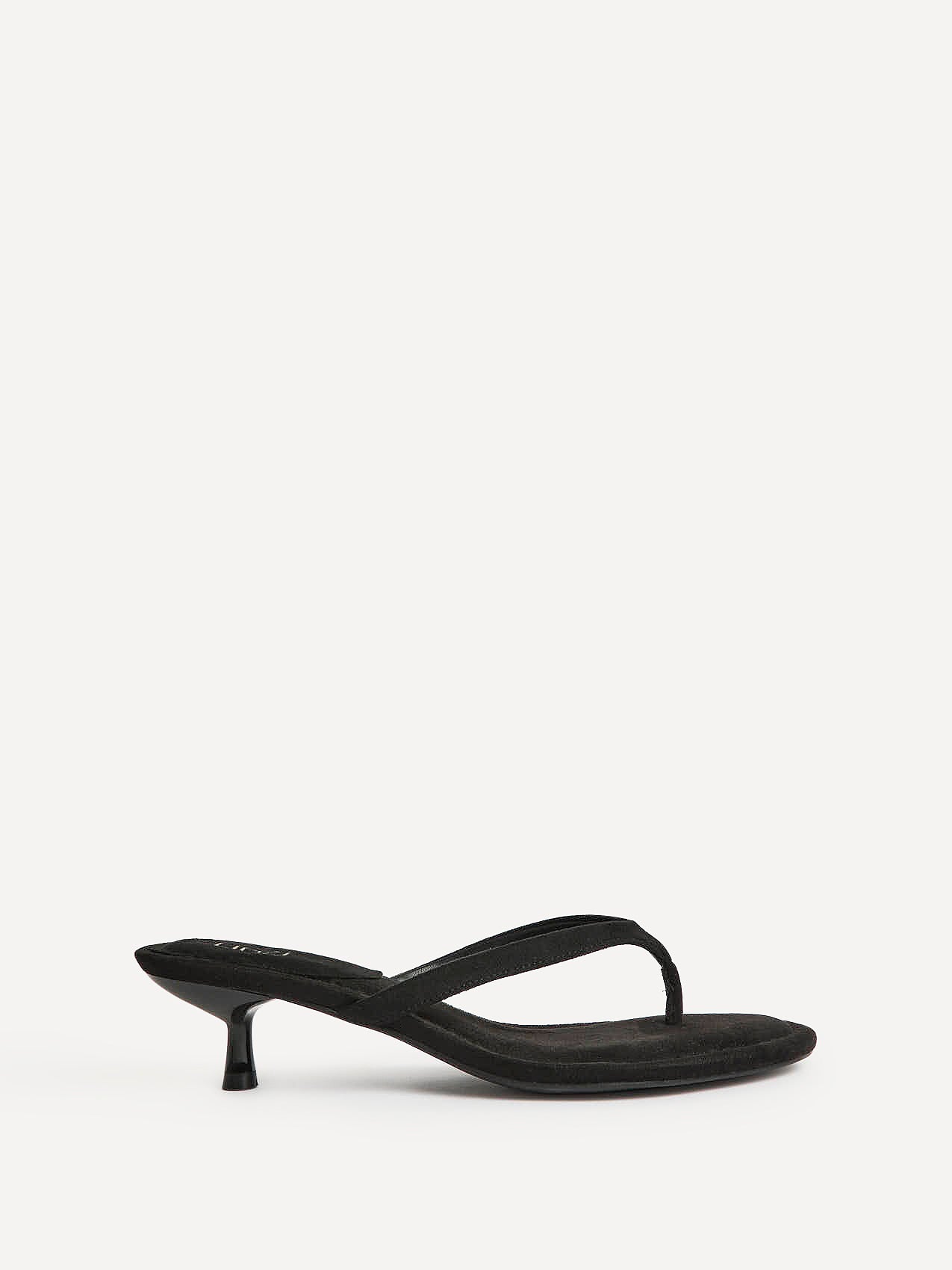 Ascend Black Faux Suede Mule Heels