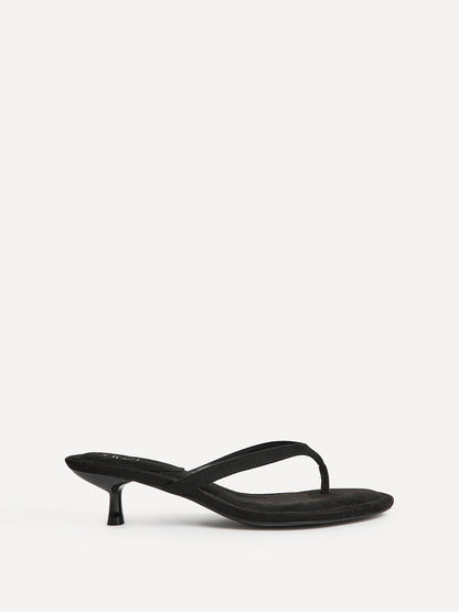 Ascend Black Faux Suede Mule Heels