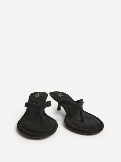 Ascend Black Faux Suede Mule Heels