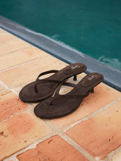 Ascend Brown Faux Suede Mule Heels