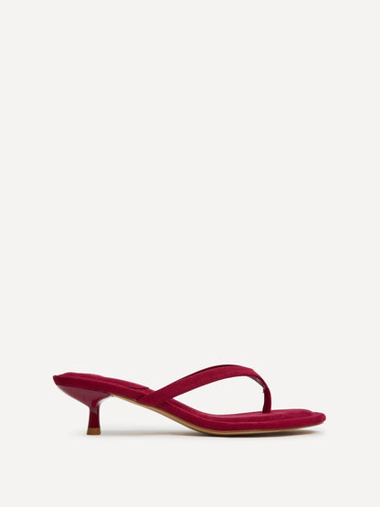 Ascend Red Faux Suede Mule Heels