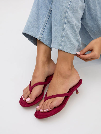 Ascend Red Faux Suede Mule Heels