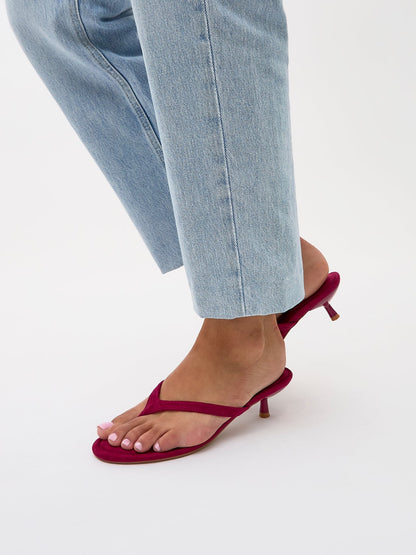 Ascend Red Faux Suede Mule Heels