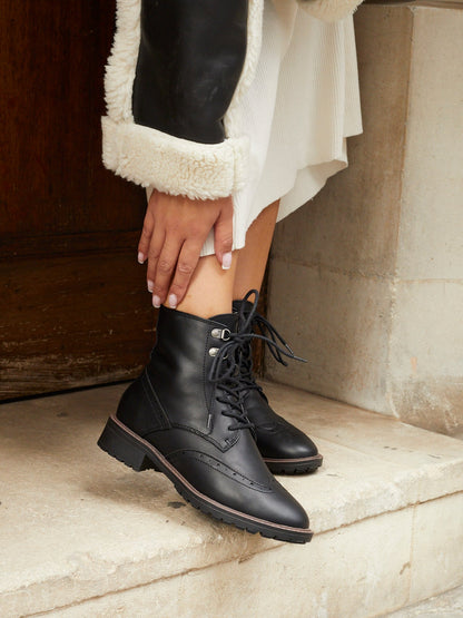 Ashleigh Black Faux Leather Military Boot