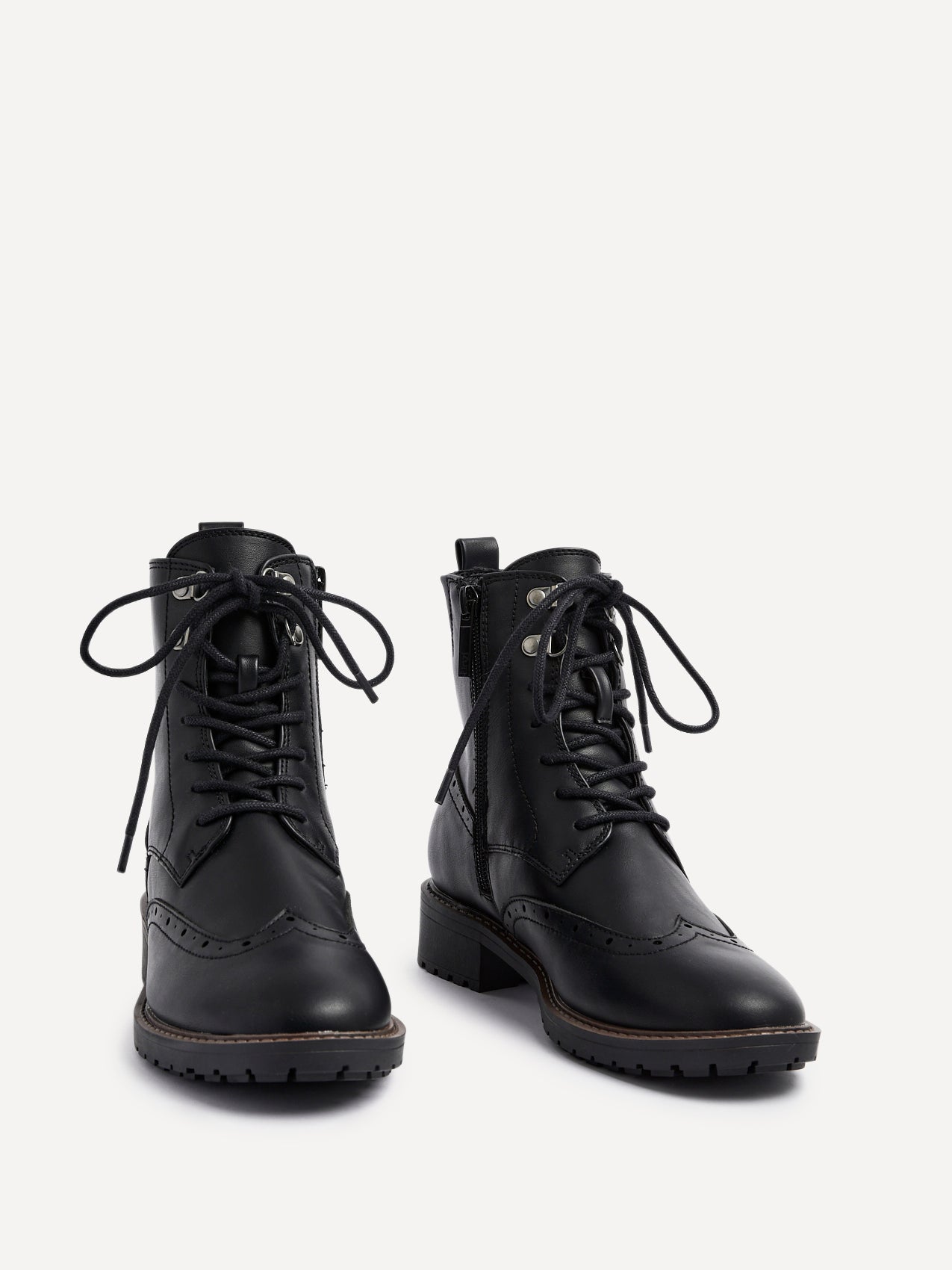 Ashleigh Black Faux Leather Military Boot