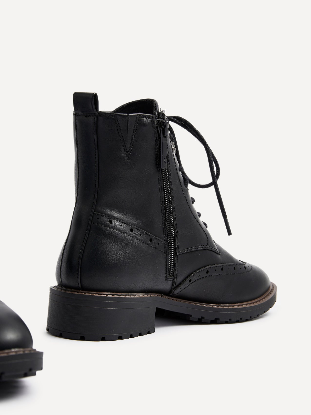 Ashleigh Black Faux Leather Military Boot