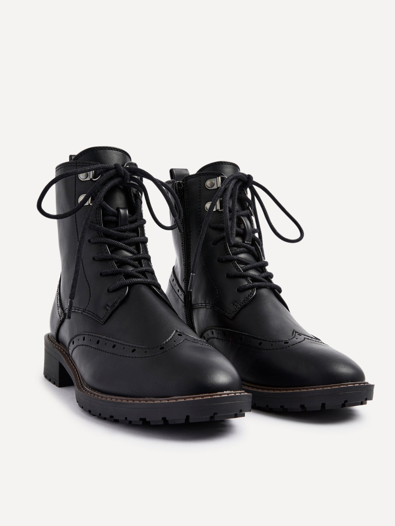 Ashleigh Black Faux Leather Military Boot