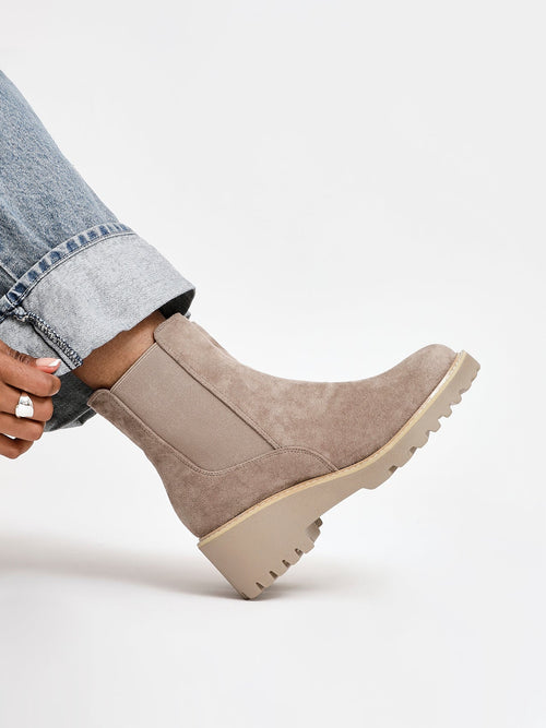 Attend Taupe Wedged Ankle Boots