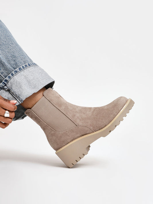 Attend Taupe Wedged Ankle Boots