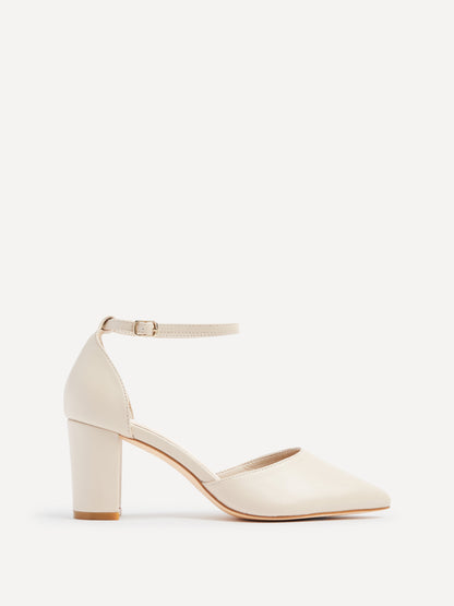 Audley Wide Fit Nude Faux Leather Court Heels