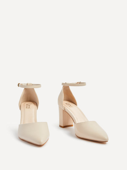 Audley Wide Fit Nude Faux Leather Court Heels