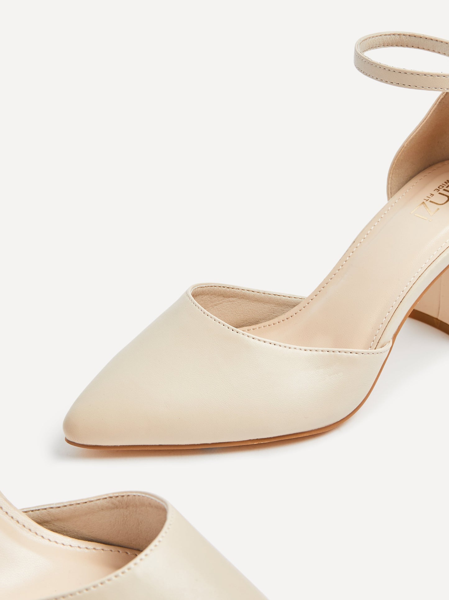 Audley Wide Fit Nude Faux Leather Court Heels
