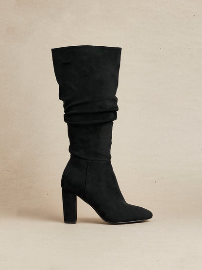 Aura Black Long Heeled Boots