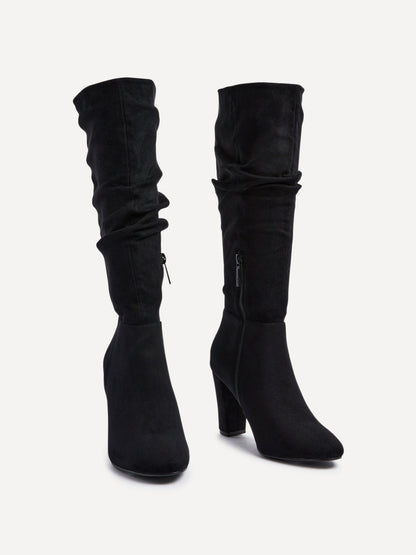 Aura Black Long Heeled Boots