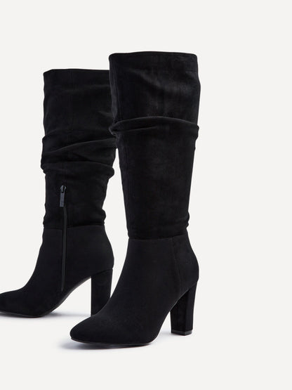 Aura Black Long Heeled Boots