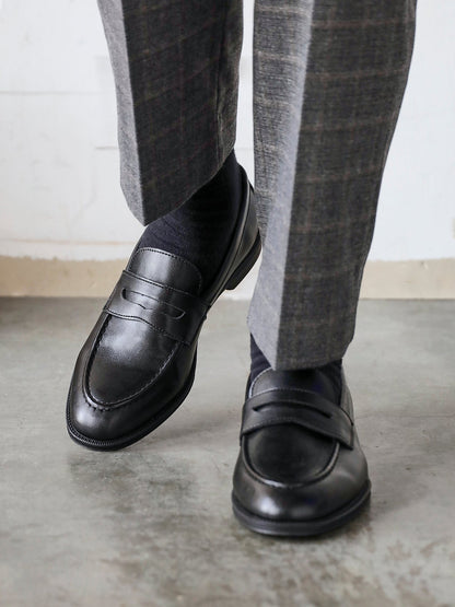 Aurelio Mens Black Faux Leather Penny Loafers