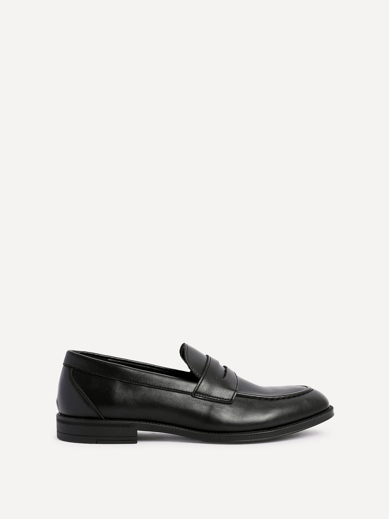 Aurelio Mens Black Faux Leather Penny Loafers