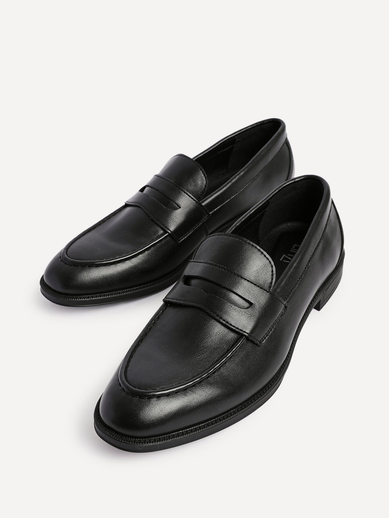 Aurelio Mens Black Faux Leather Penny Loafers