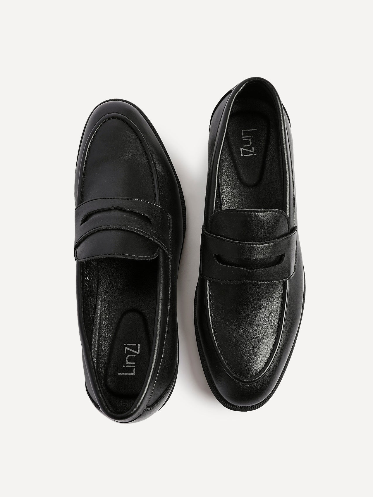 Aurelio Mens Black Faux Leather Penny Loafers