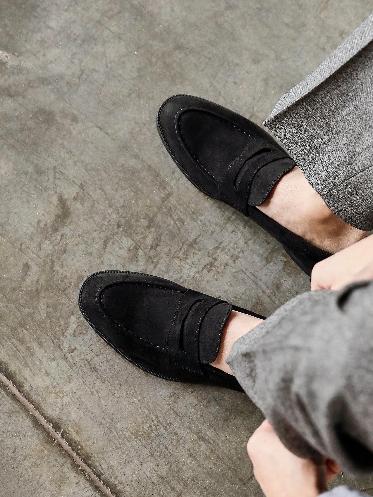 Aurelio Mens Black Faux Suede Penny Loafers