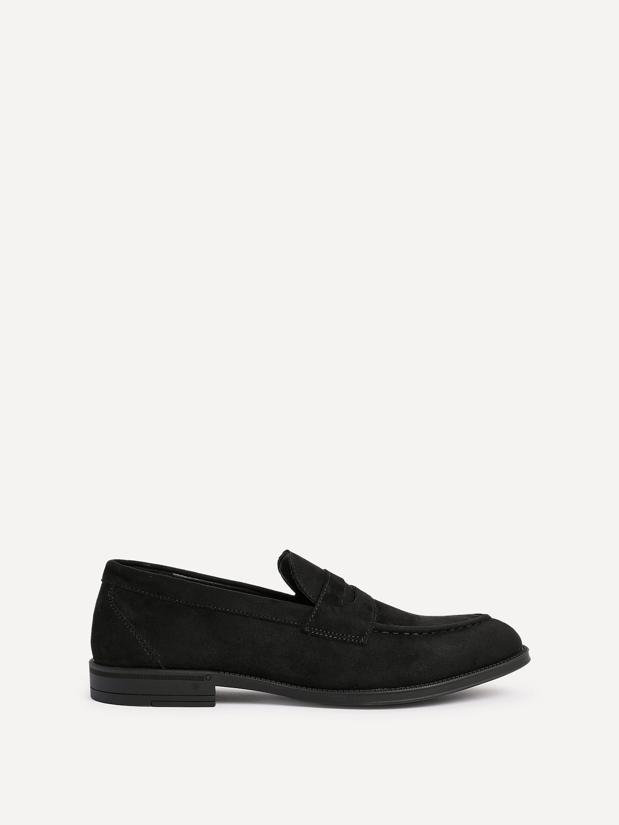 Aurelio Mens Black Faux Suede Penny Loafers