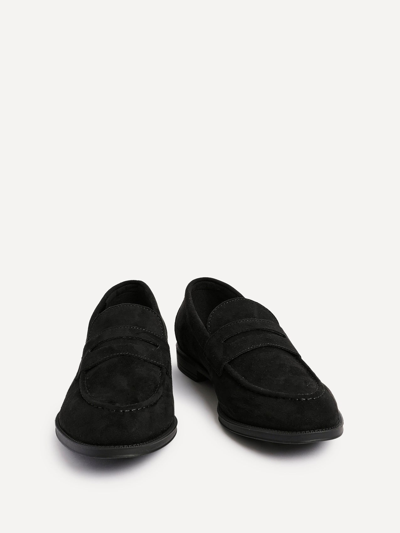 Aurelio Mens Black Faux Suede Penny Loafers
