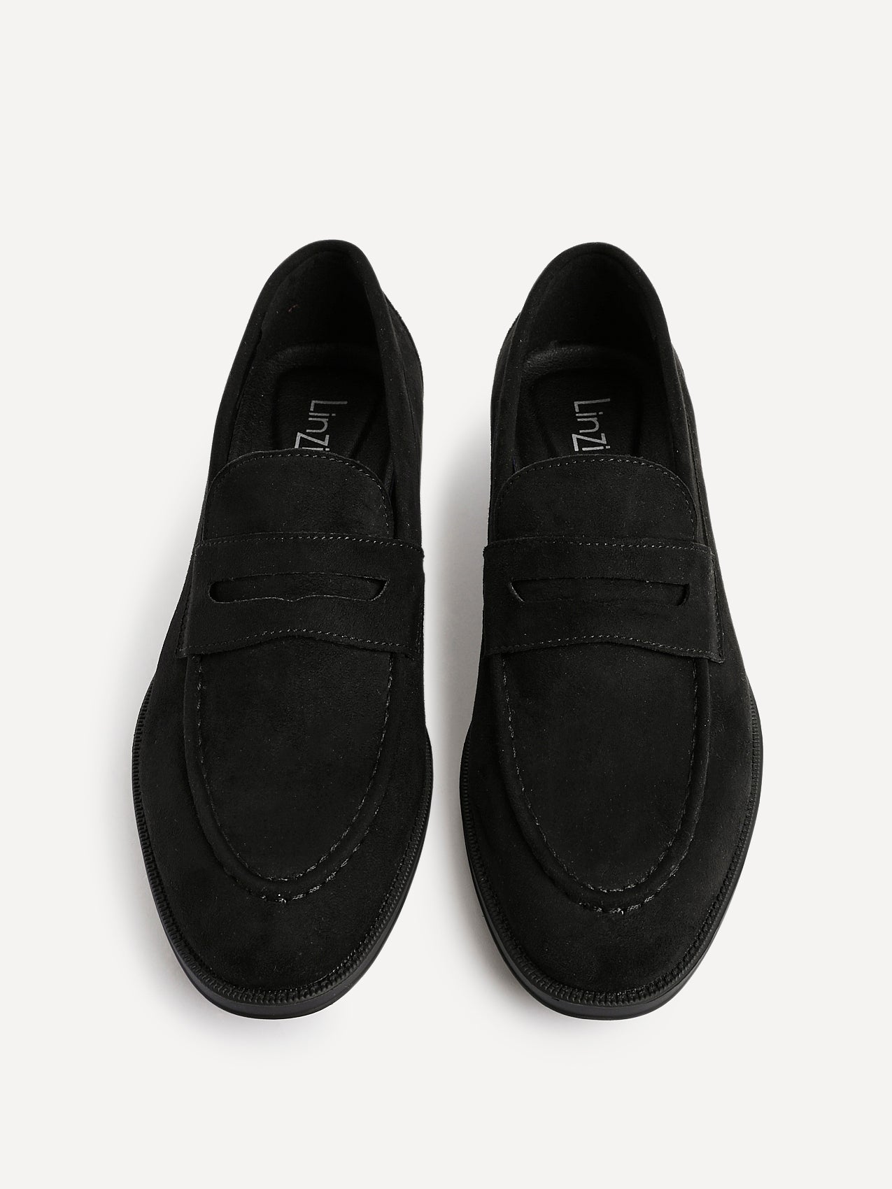 Aurelio Mens Black Faux Suede Penny Loafers