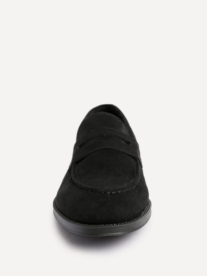 Aurelio Mens Black Faux Suede Penny Loafers