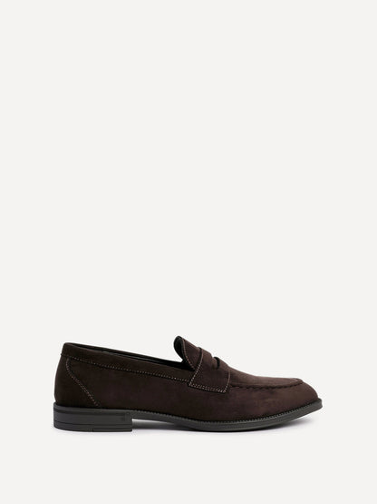 Aurelio Mens Brown Faux Suede Penny Loafers